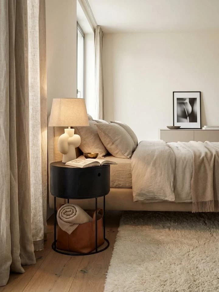 KADIMA DESIGN Nachttisch Schwarz Mango Massivholz Metall - Bild 5