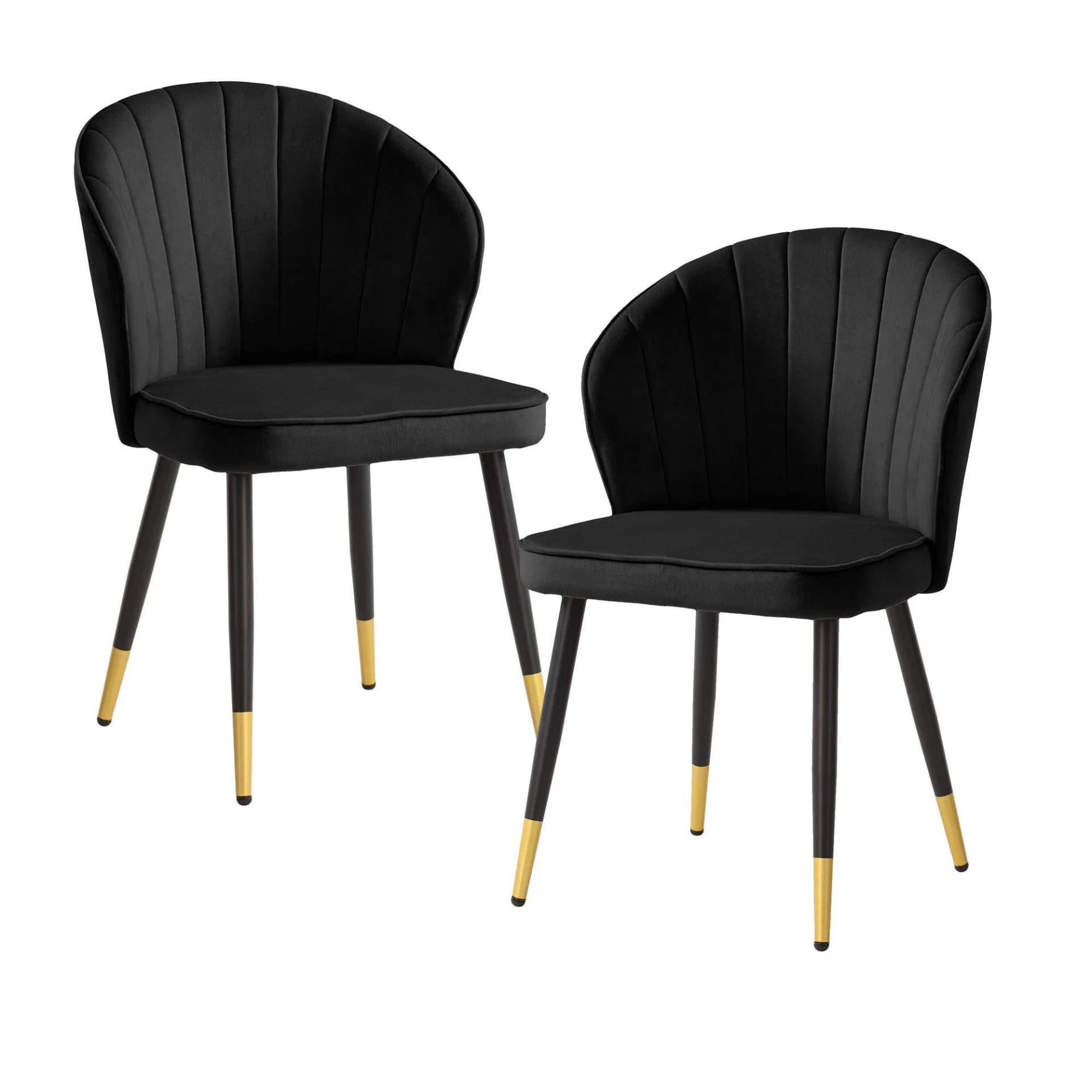 KADIMA DESIGN Esszimmerstuhl 2er Set Samt Schwarz Schalenform
