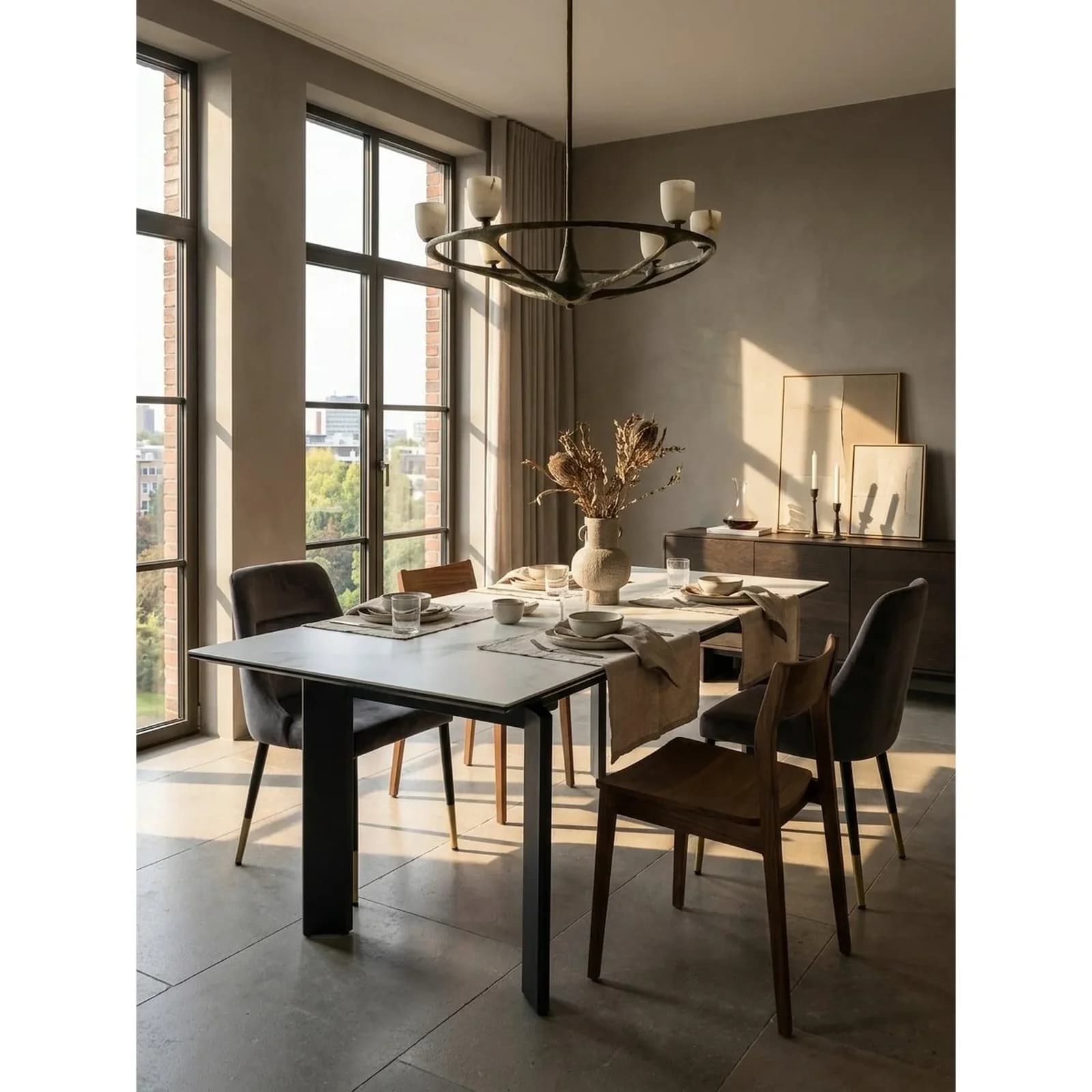 KADIMA DESIGN Esstisch Ausziehbar Marmoroptik Weiß Keramik Glas Metall