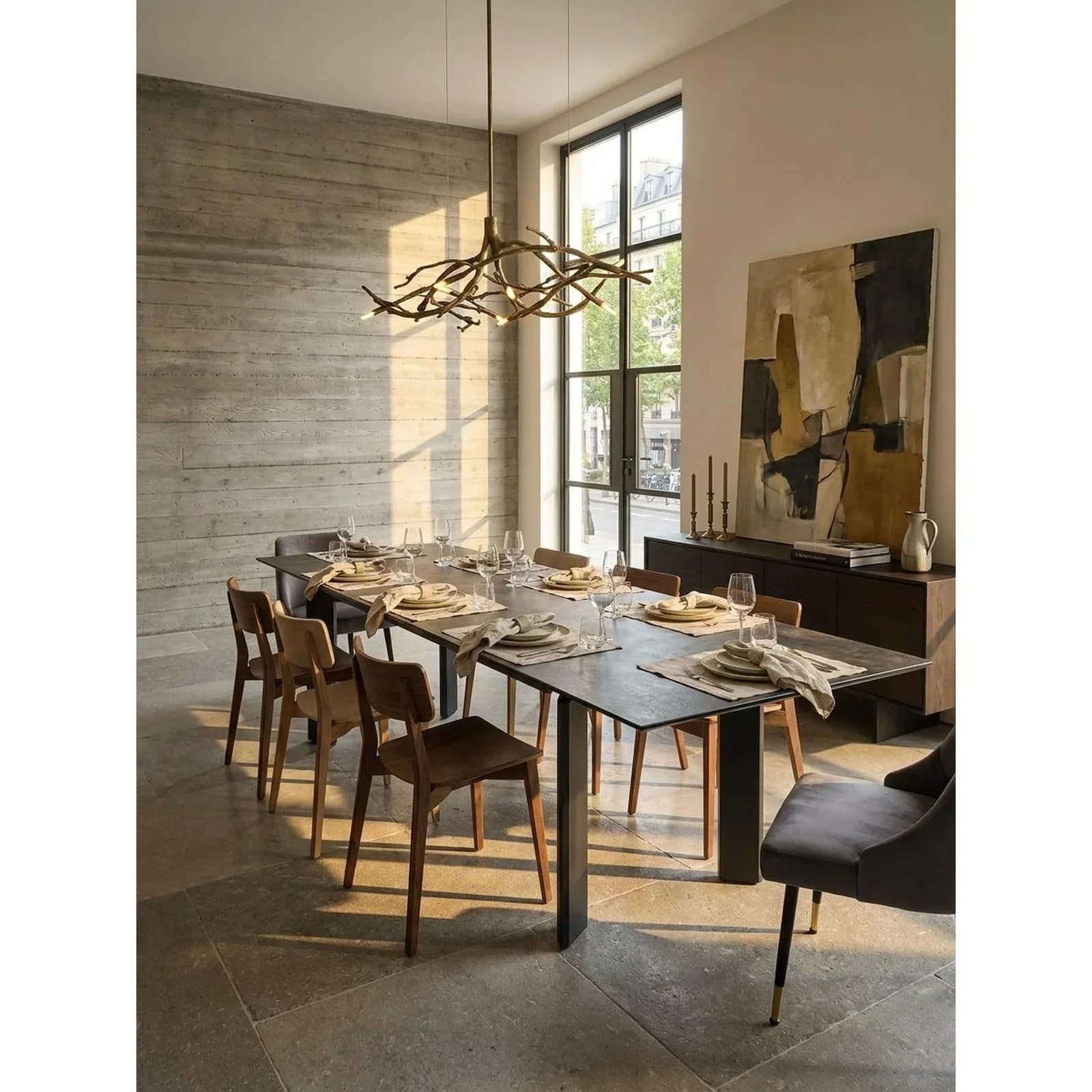 KADIMA DESIGN Esstisch Ausziehbar Marmoroptik Schwarz Keramik Glas