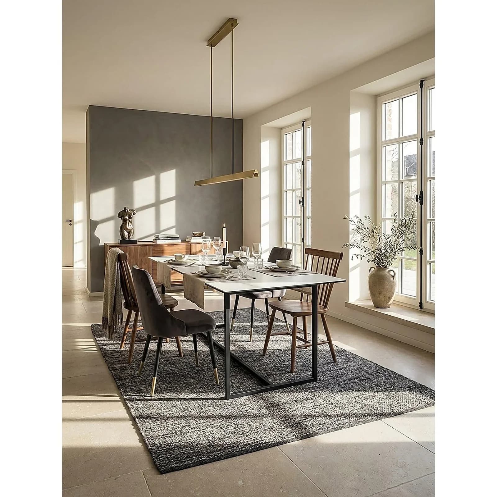 KADIMA DESIGN Esstisch Marmoroptik Weiß Keramik Glas Metall