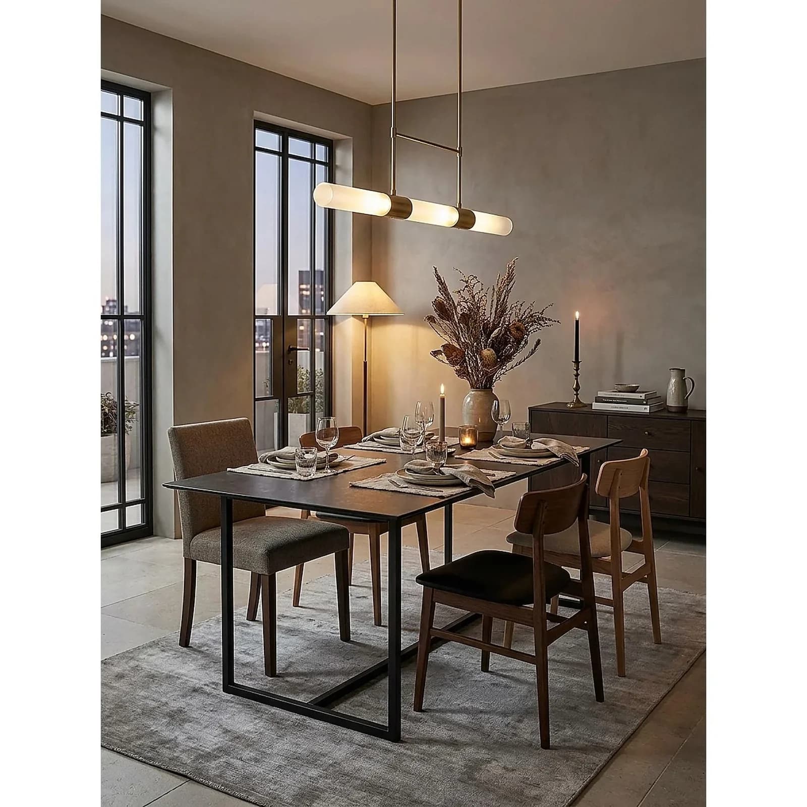 KADIMA DESIGN Esstisch Schwarz Marmoroptik Keramik Glas Metall