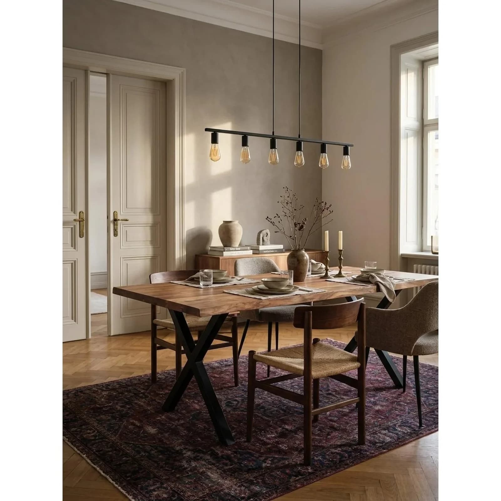 KADIMA DESIGN Esstisch Massivholz Akazie X-Gestell Baumkante
