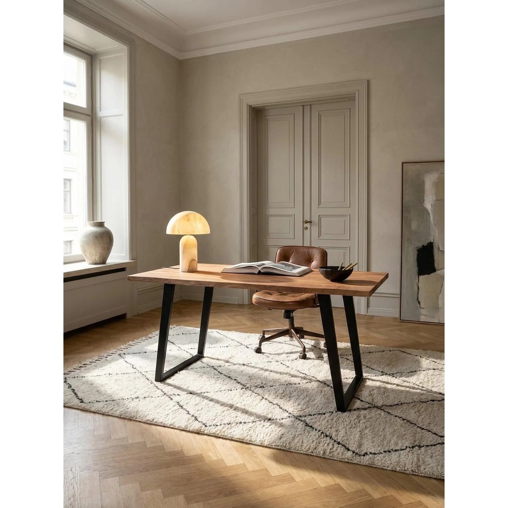 KADIMA DESIGN Schreibtisch Massivholz Akazie mit U-Gestell