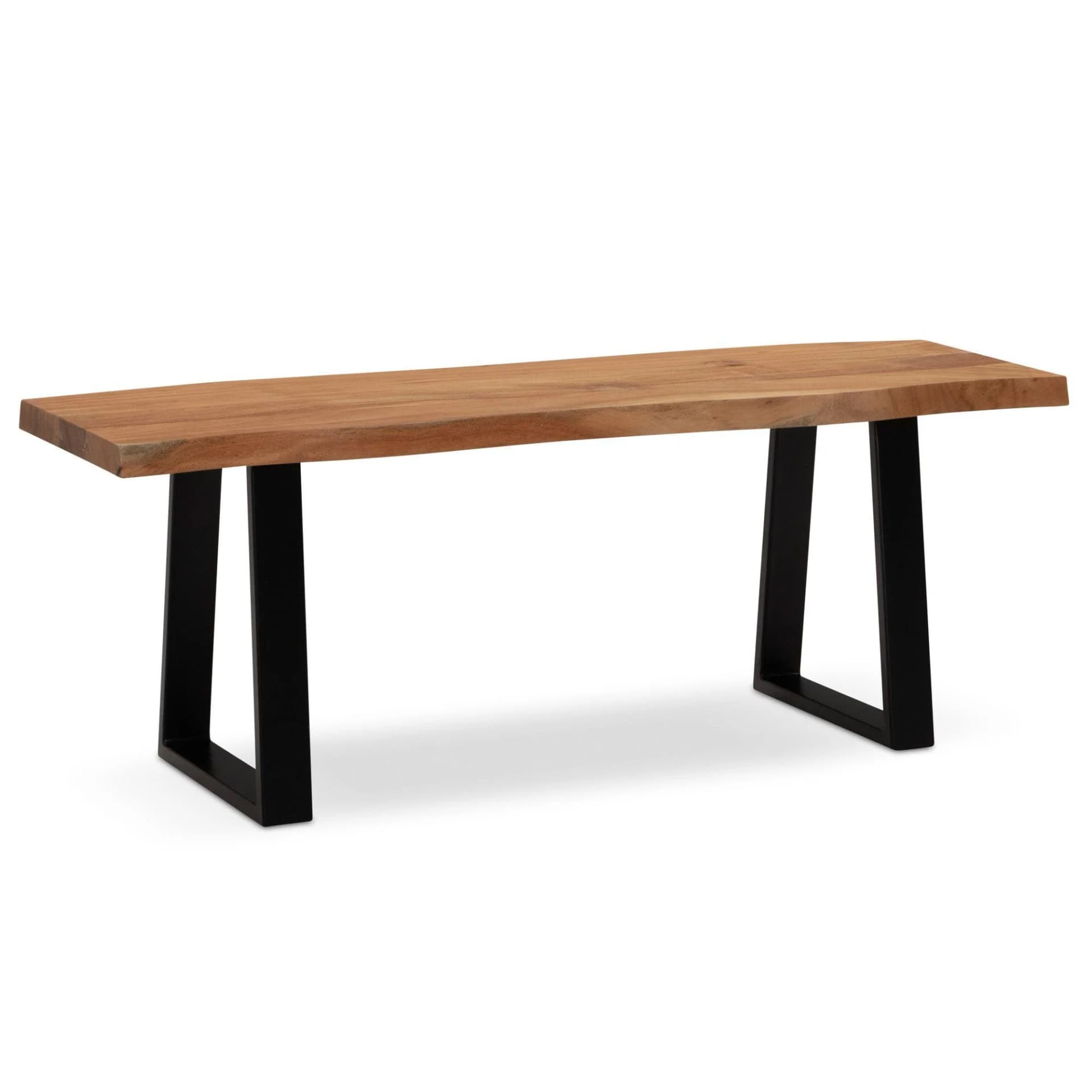 KADIMA DESIGN Garderobenbank Massivholz Metall Baumkante Akazie-Schwarz