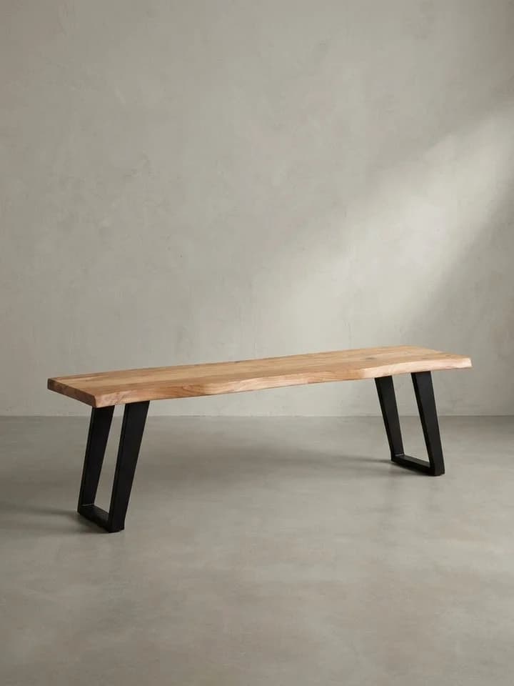 KADIMA DESIGN Esszimmerbank Akazie Massivholz Schwarz Modern - Bild 2
