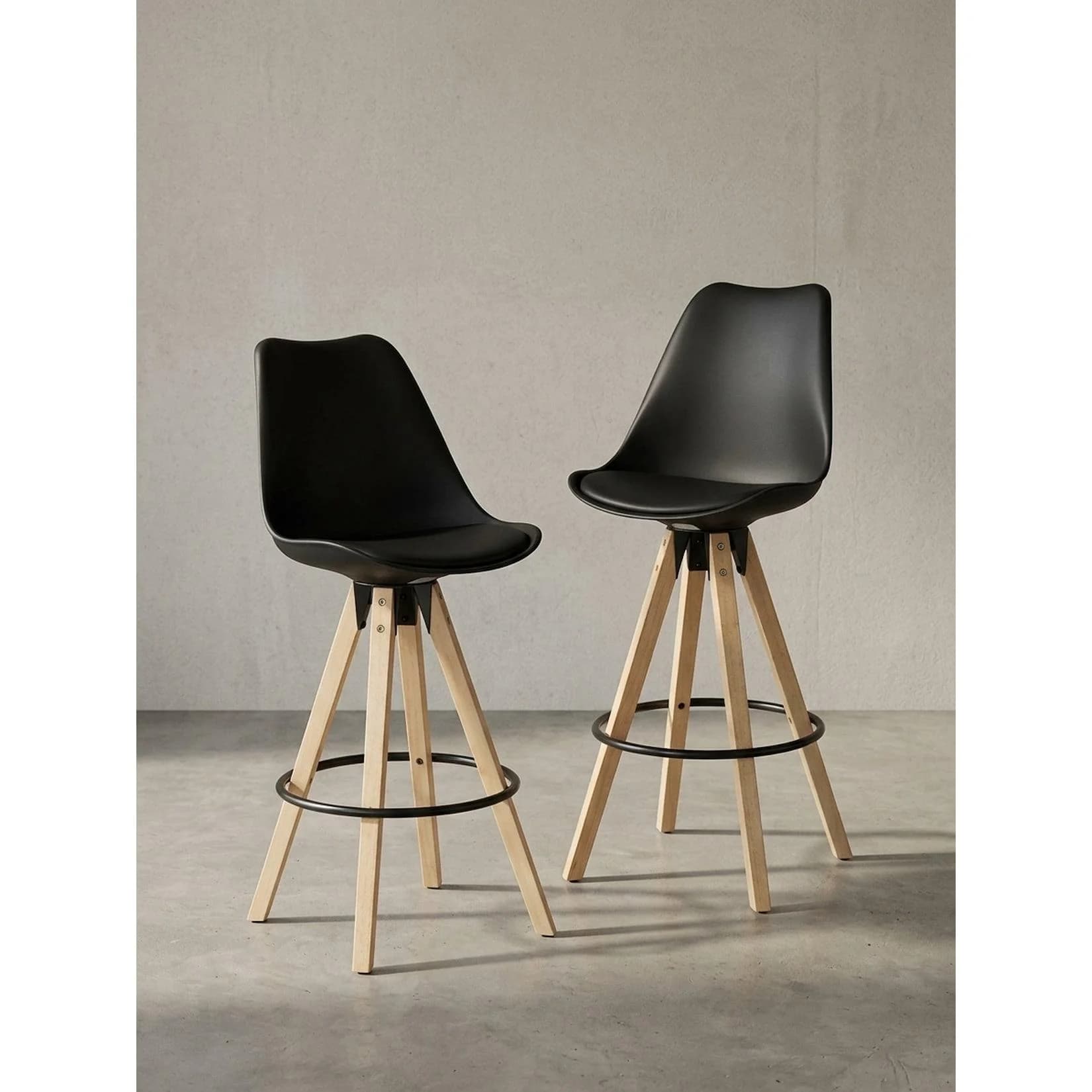 KADIMA DESIGN Barhocker Set LIMA Schwarz Kunstleder Holz mit Lehne - Bild 2