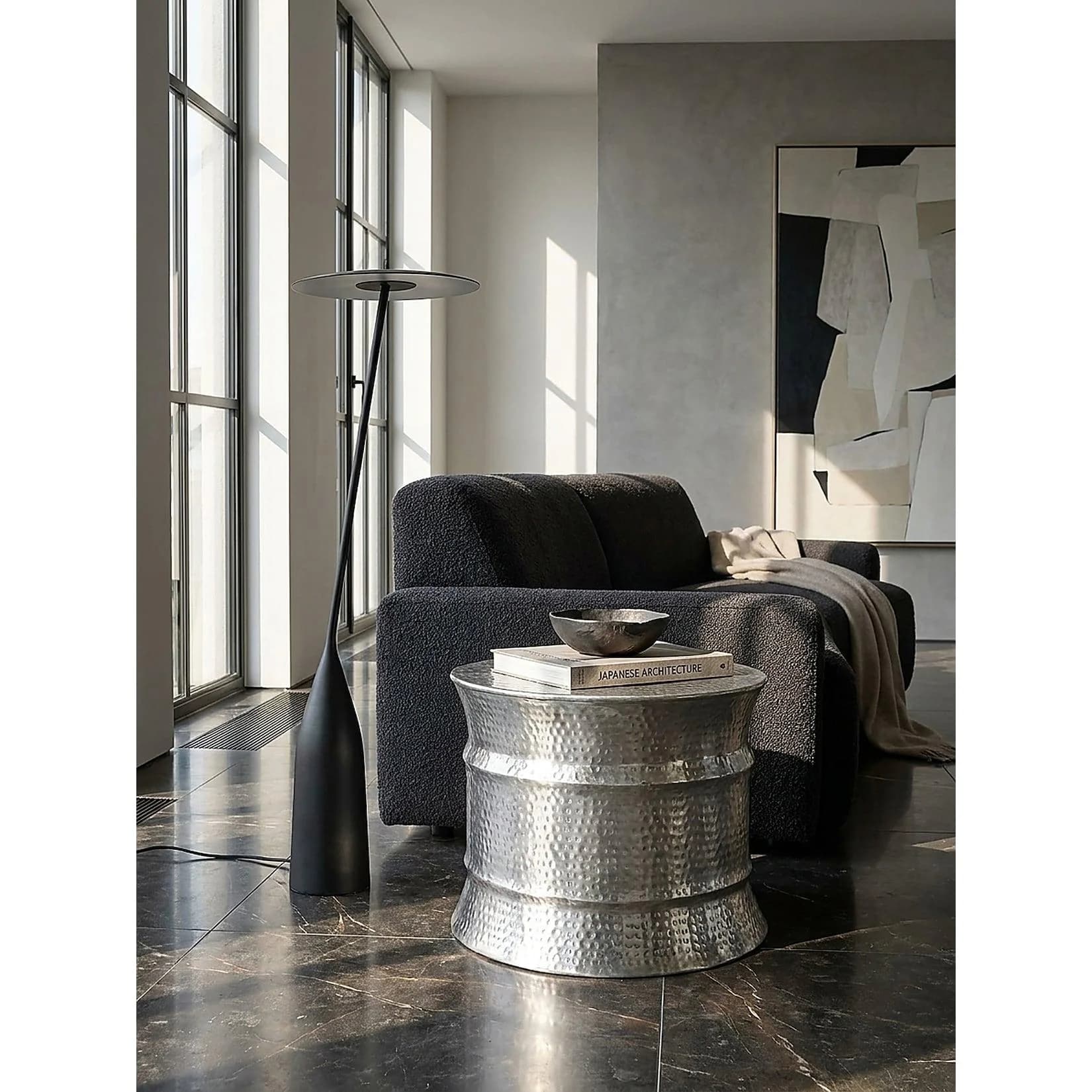KADIMA DESIGN Couchtisch rund Silber Aluminium Orientalisch