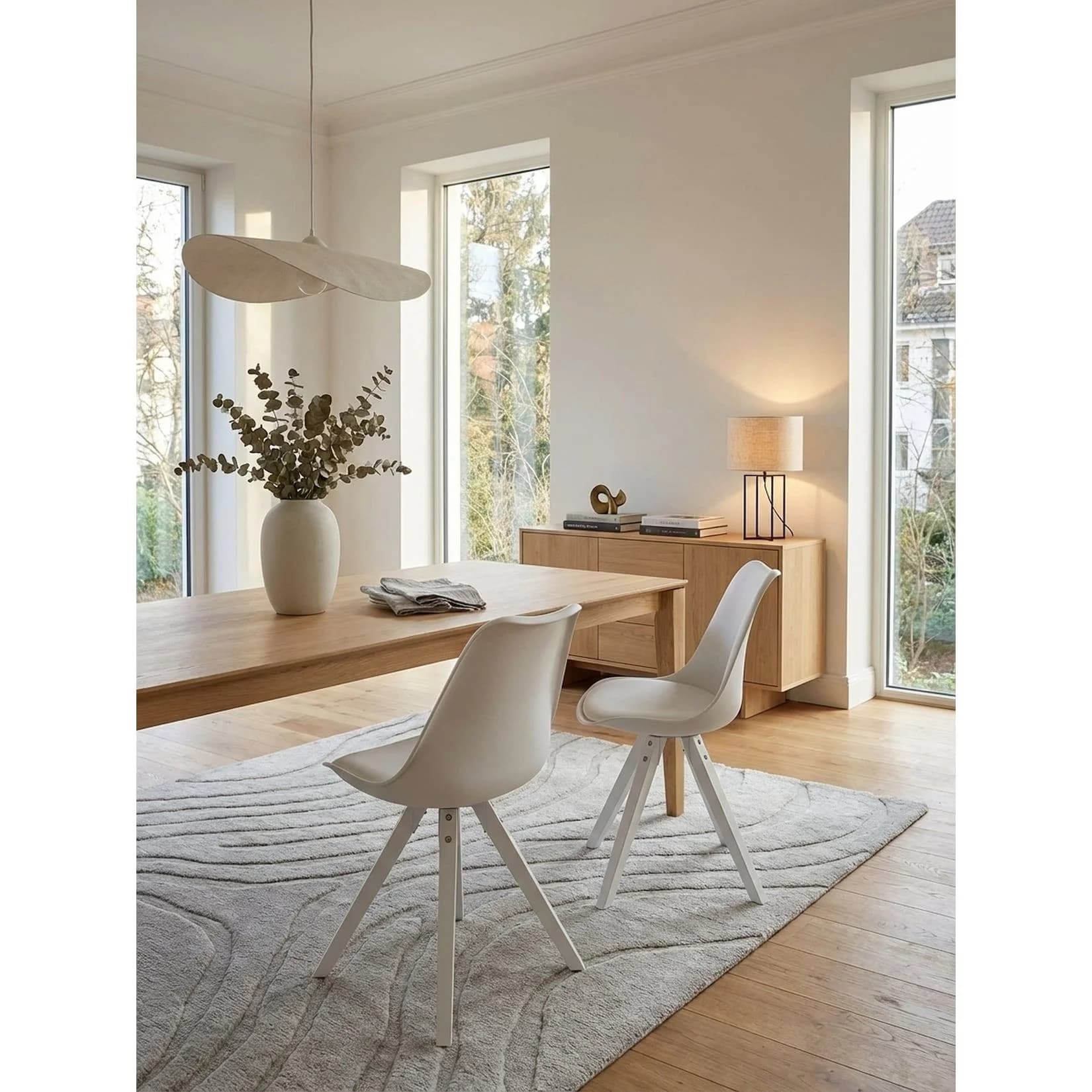 KADIMA DESIGN Stuhl 2er Set Weiß Kunstleder Skandinavisch