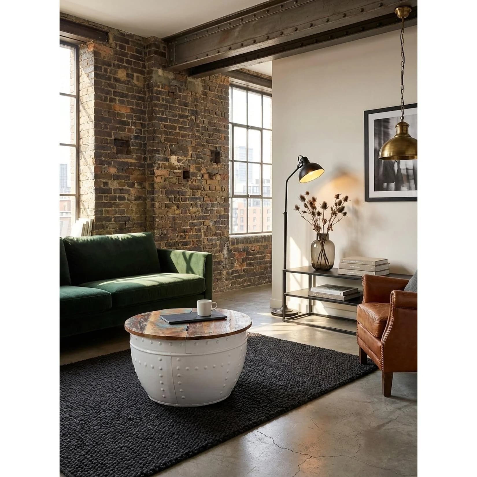 KADIMA DESIGN Couchtisch Weiß Industrial Mango-Massivholz Metall
