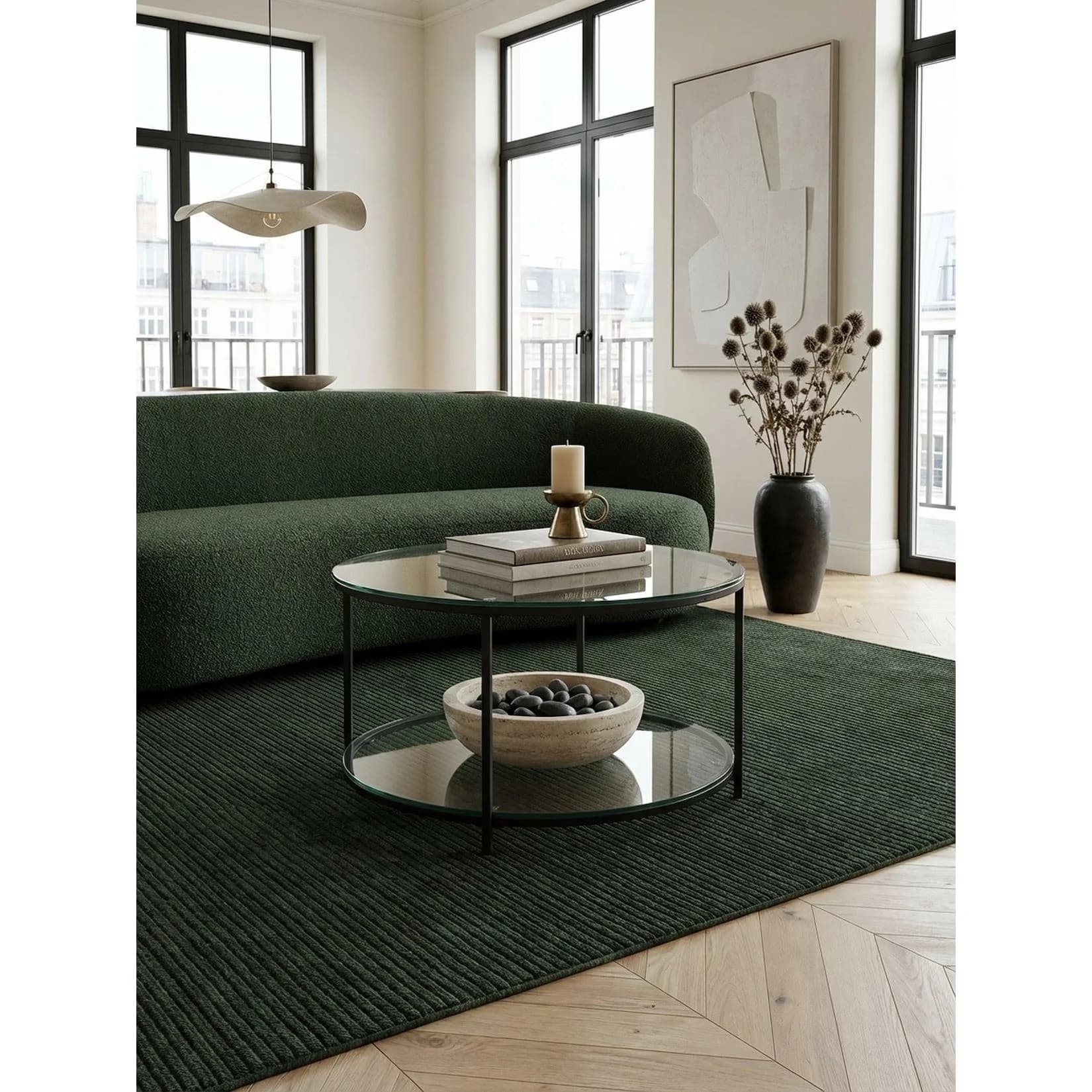 KADIMA DESIGN Couchtisch Glas Metall Rund Modern 80x80 cm