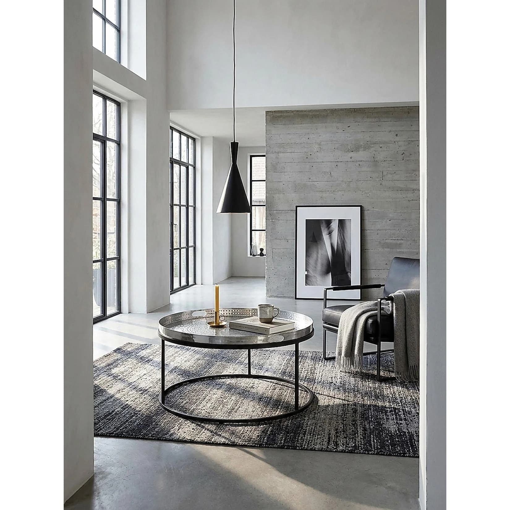 KADIMA DESIGN Couchtisch Schwarz Silber Aluminium Rund