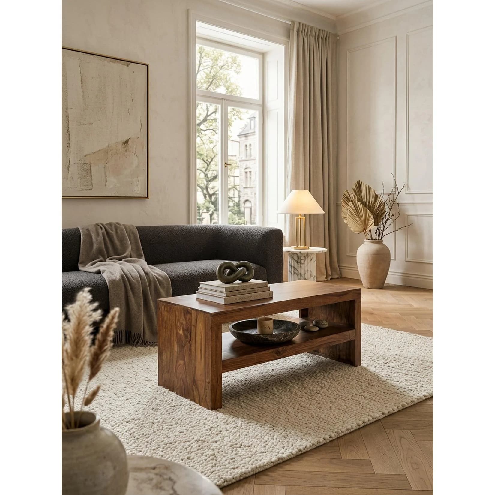 KADIMA DESIGN Couchtisch Durban 110 cm Massivholz Landhaus-Stil