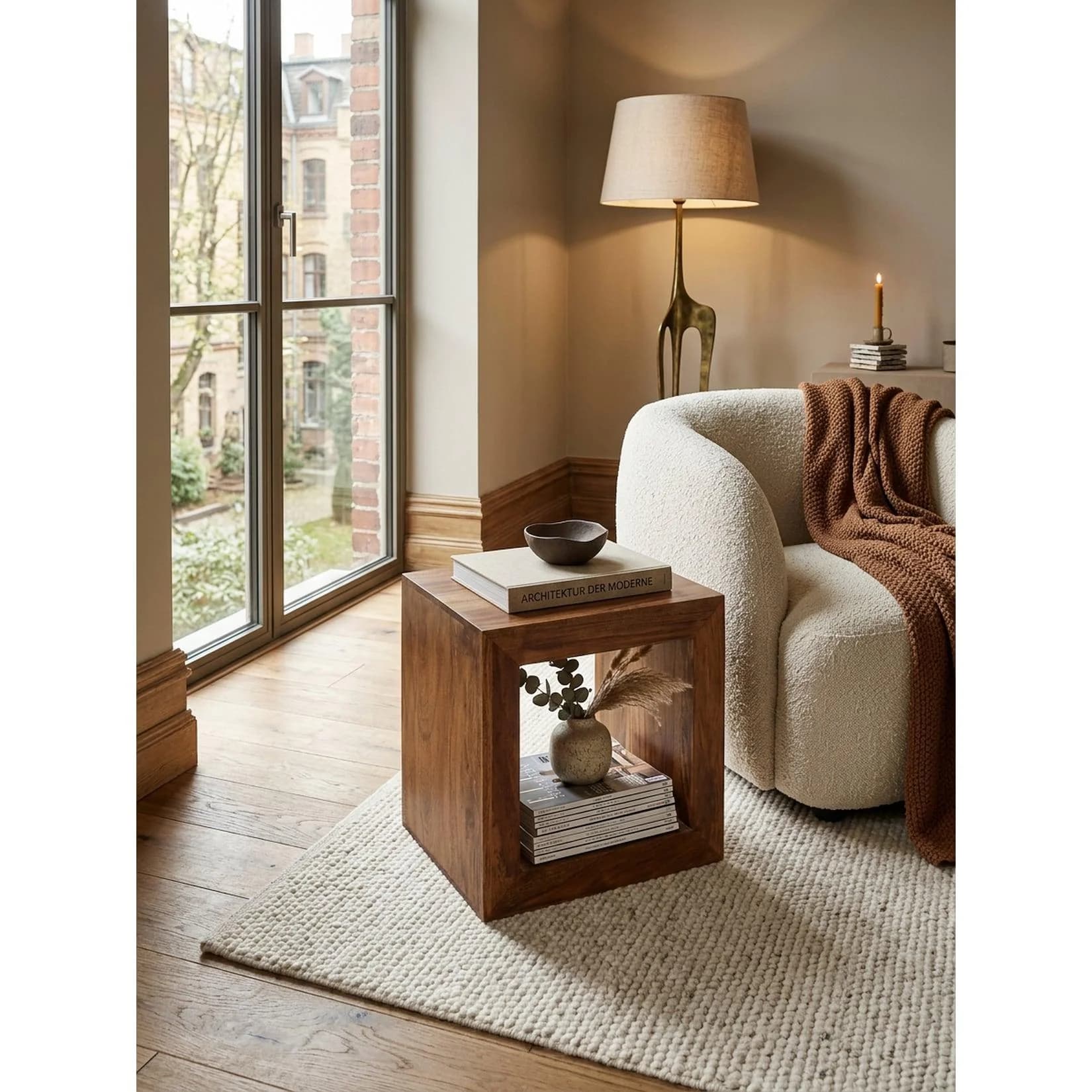 KADIMA DESIGN Standregal Massivholz Natur Cube-Design Landhausstil