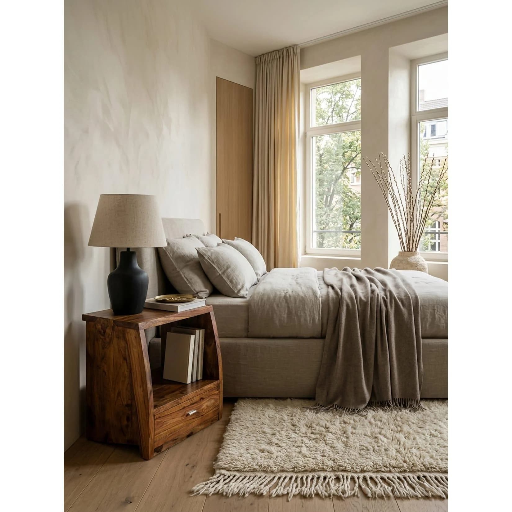 KADIMA DESIGN Nachttisch Massivholz Landhausstil 1 Schublade