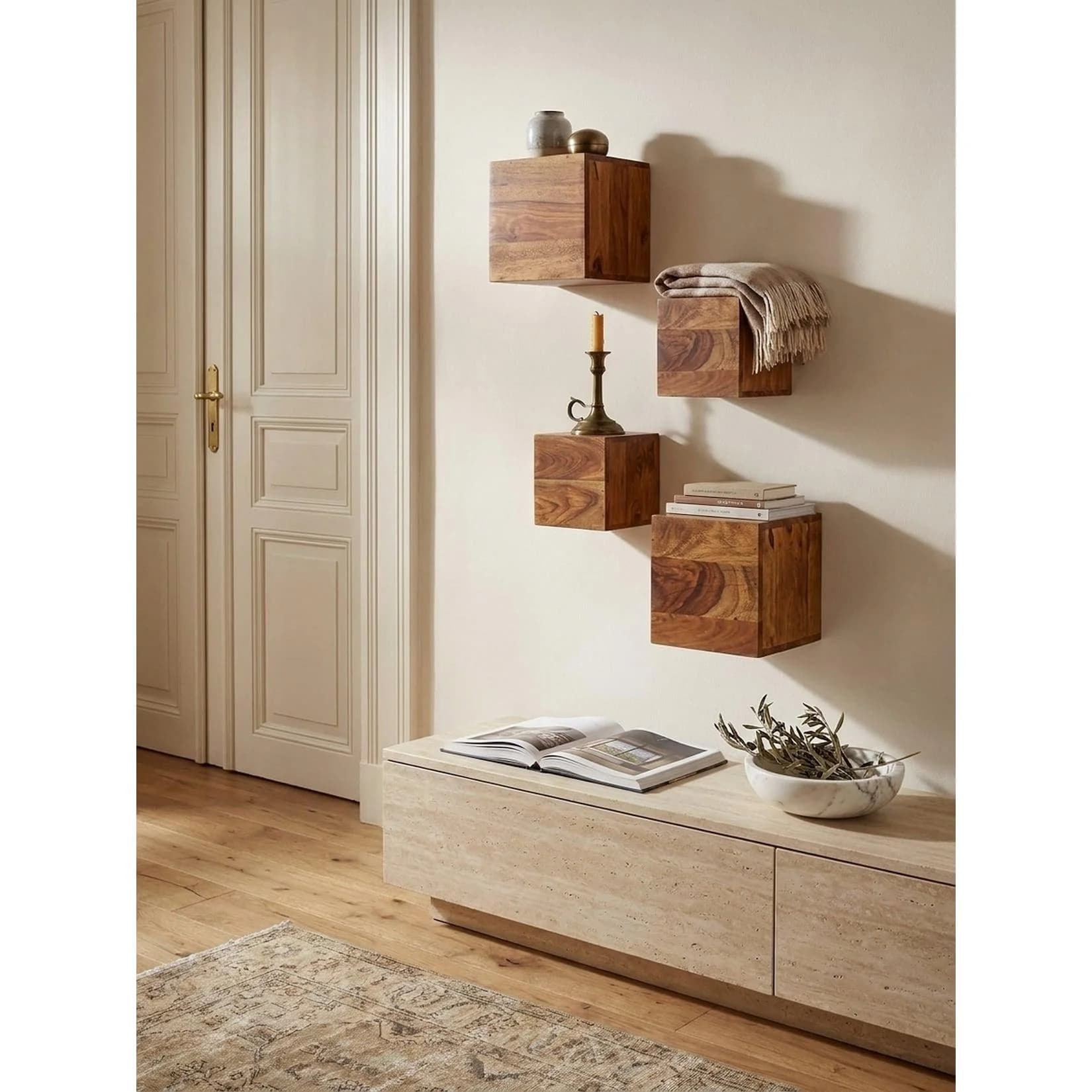 KADIMA DESIGN Wandregal Massivholz Landhausstil 4er Set - Bild 2