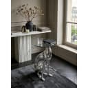 KADIMA DESIGN Beistelltisch Windhund Skulptur Aluminium Silber Glasplatte Bild 2