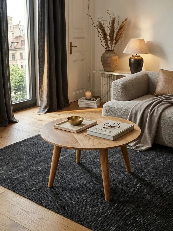 KADIMA DESIGN Couchtisch BOHA Massivholz Akazie Rund - Bild 3