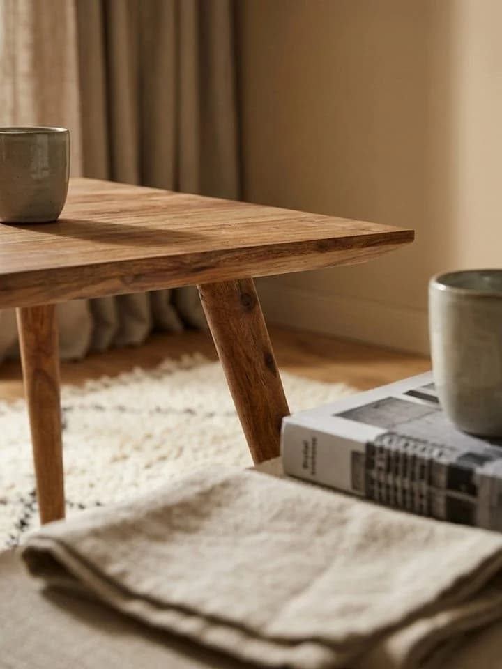 KADIMA DESIGN Esstisch REPA 80x80 cm Massivholz Braun Landhausstil - Bild 5