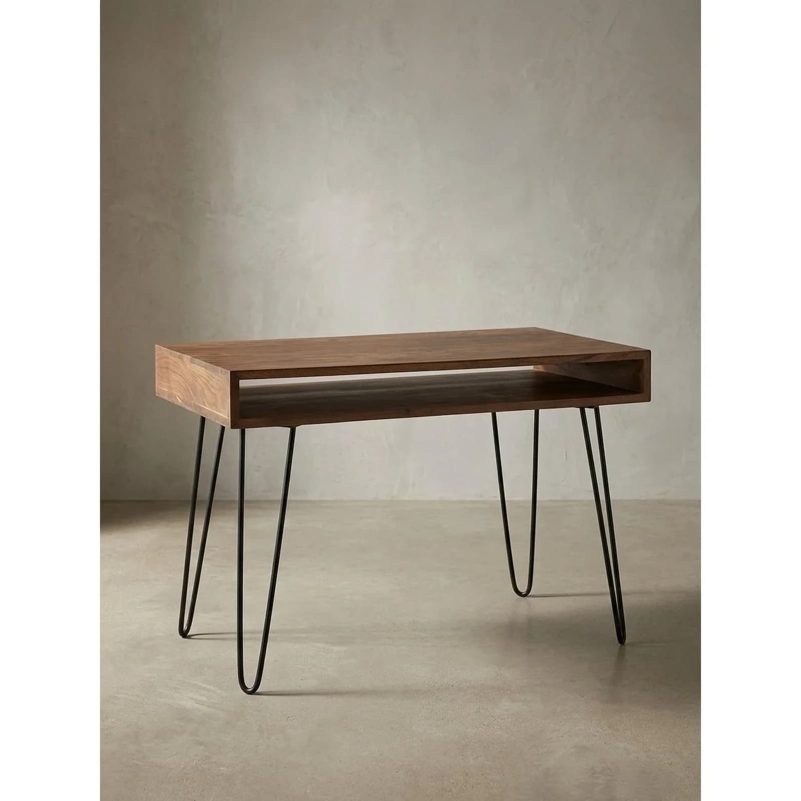 KADIMA DESIGN Schreibtisch Massivholz Landhausstil braun mit Ablagefach