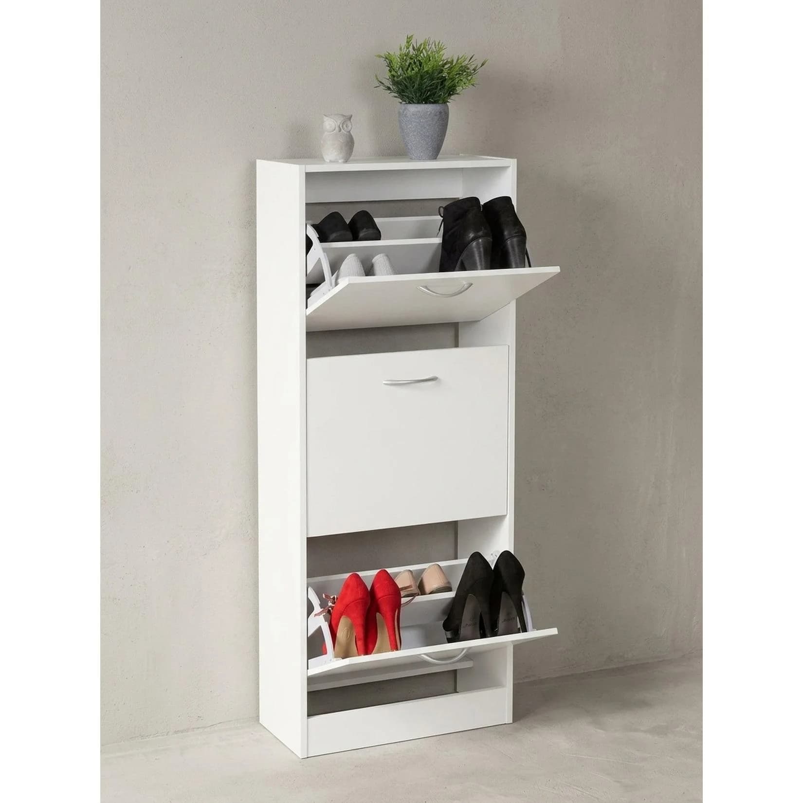 KADIMA DESIGN Schuhkipper Weiß 3 Klappfächer