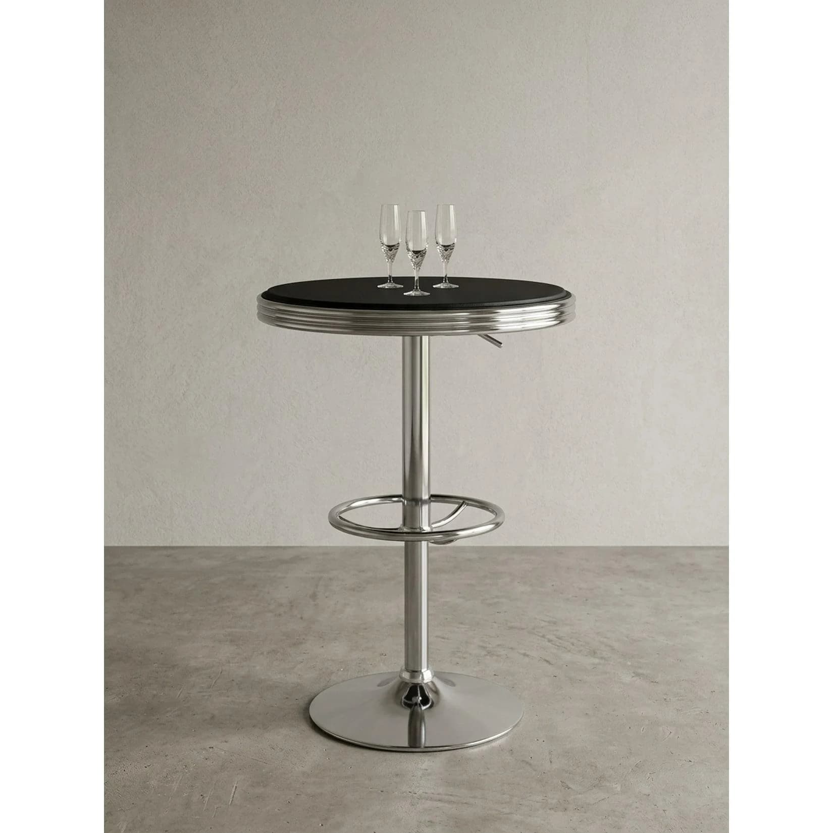 KADIMA DESIGN Bartisch Retro Schwarz Silber Kunstleder Aluminium - Bild 2