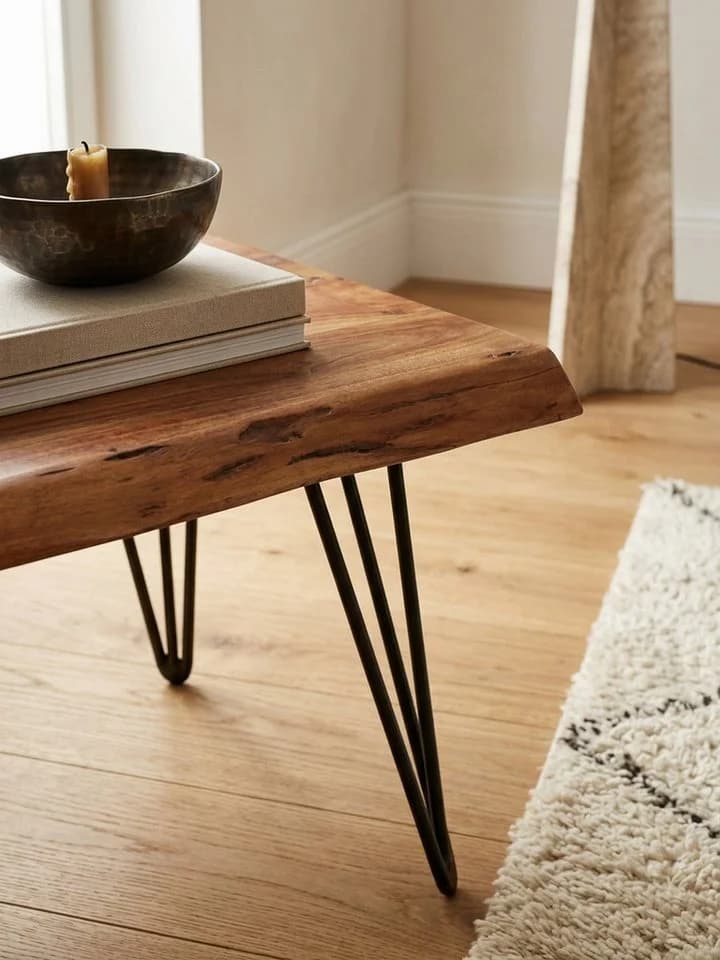 KADIMA DESIGN Couchtisch Massivholz Baumkante 56x38x51 cm - Bild 5