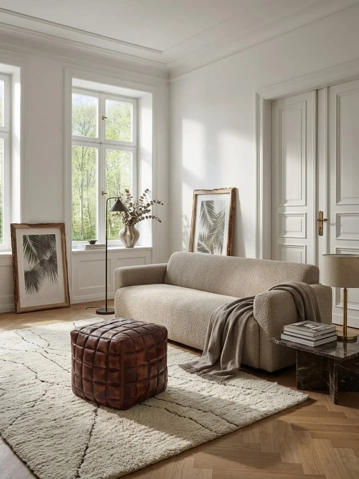 KADIMA DESIGN Sitzhocker Echtleder braun Design Pouf - Bild 3
