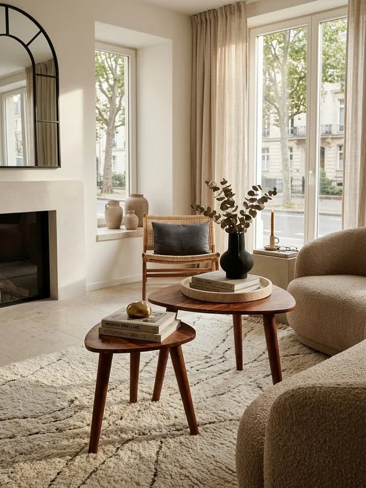 KADIMA DESIGN Satztisch 2er Set Massivholz Landhausstil Braun