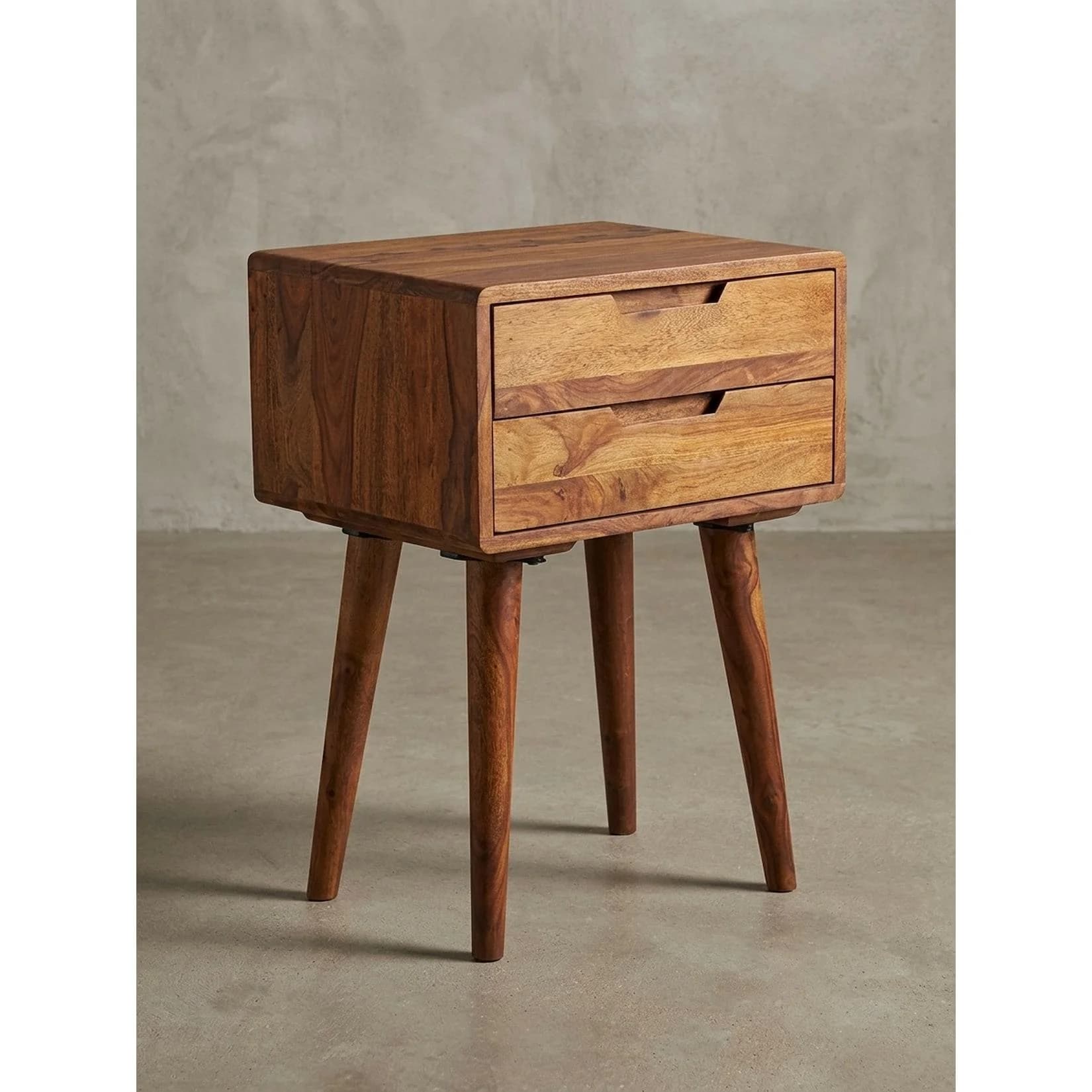 KADIMA DESIGN Nachttisch Massivholz Landhausstil 2 Schubladen