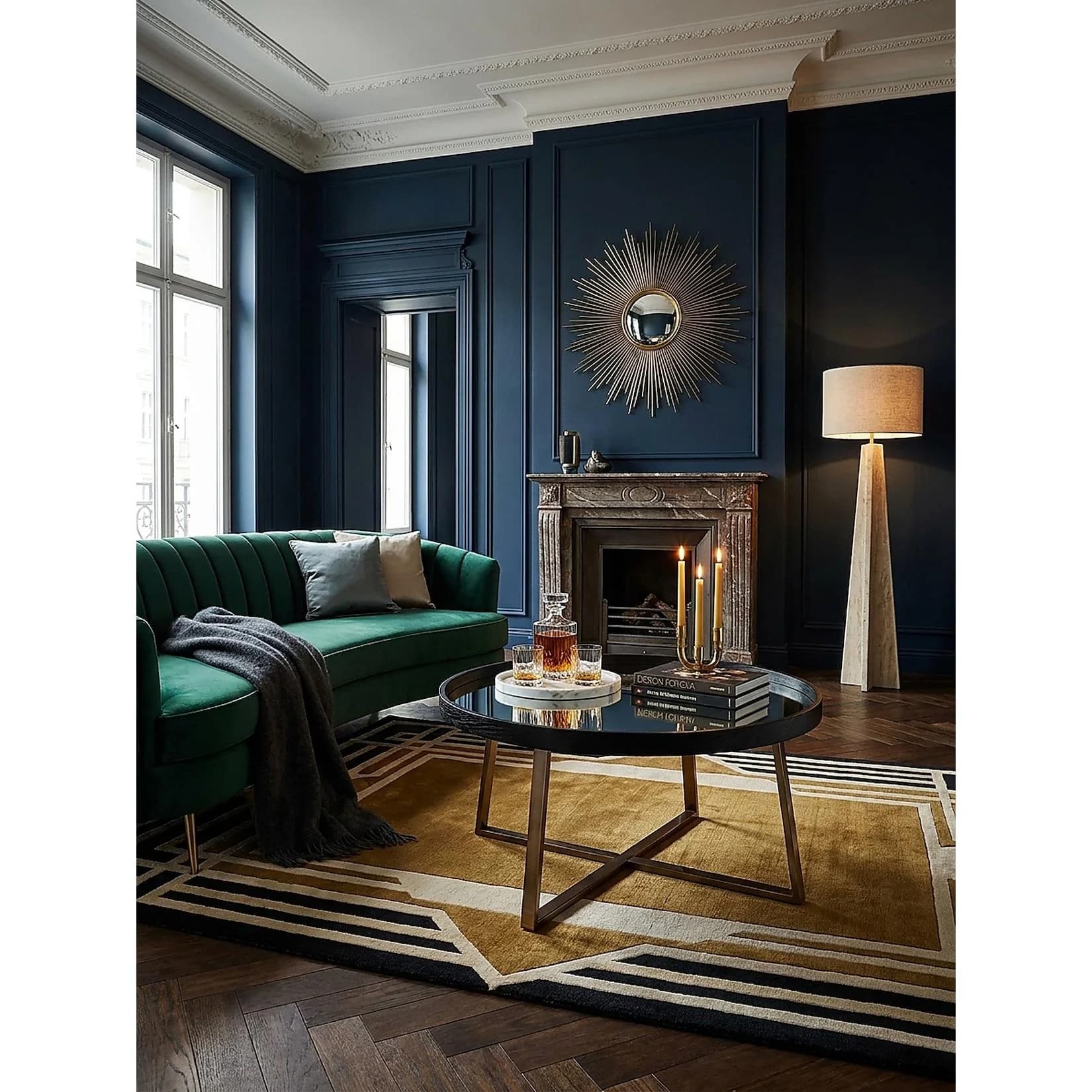 KADIMA DESIGN Couchtisch Spiegelglasplatte Dunkel-Gold Schwarz Metall