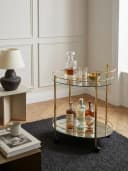 KADIMA DESIGN Servierwagen Gold mit Glasplatten und Rollen Bild 3