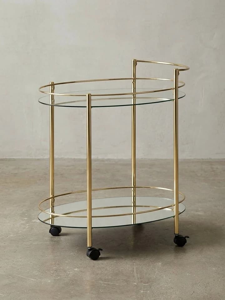KADIMA DESIGN Servierwagen Gold mit Glasplatten und Rollen - Bild 4