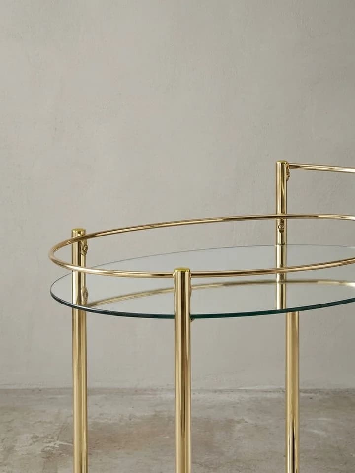 KADIMA DESIGN Servierwagen Gold mit Glasplatten und Rollen - Bild 5