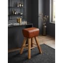 KADIMA DESIGN Barhocker Turnbock Design Mango Massivholz Echtleder Braun Bild 2