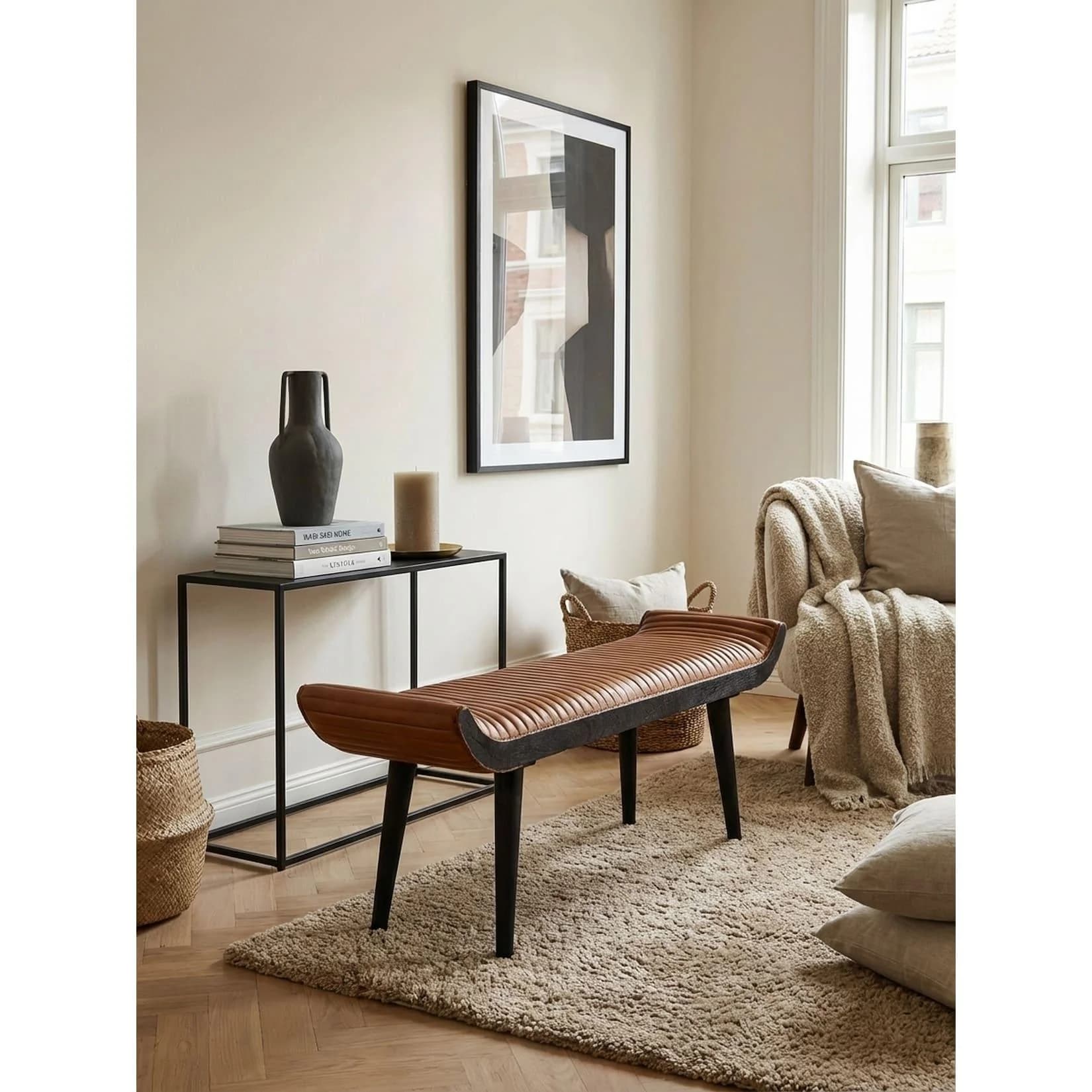 KADIMA DESIGN Sitzbank Echtleder Massivholz Modern