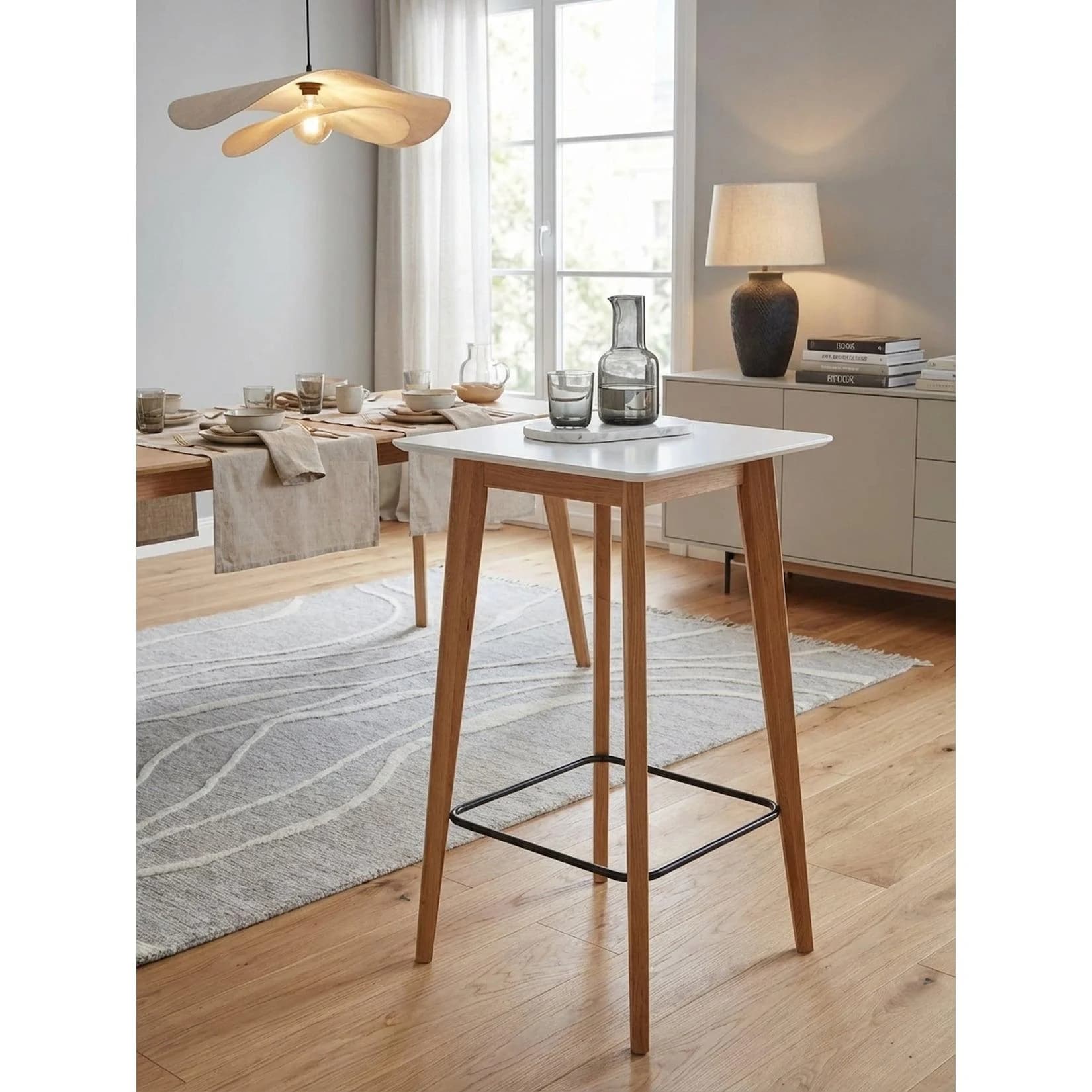 KADIMA DESIGN Stehtisch Weiß Holzoptik Skandinavisch