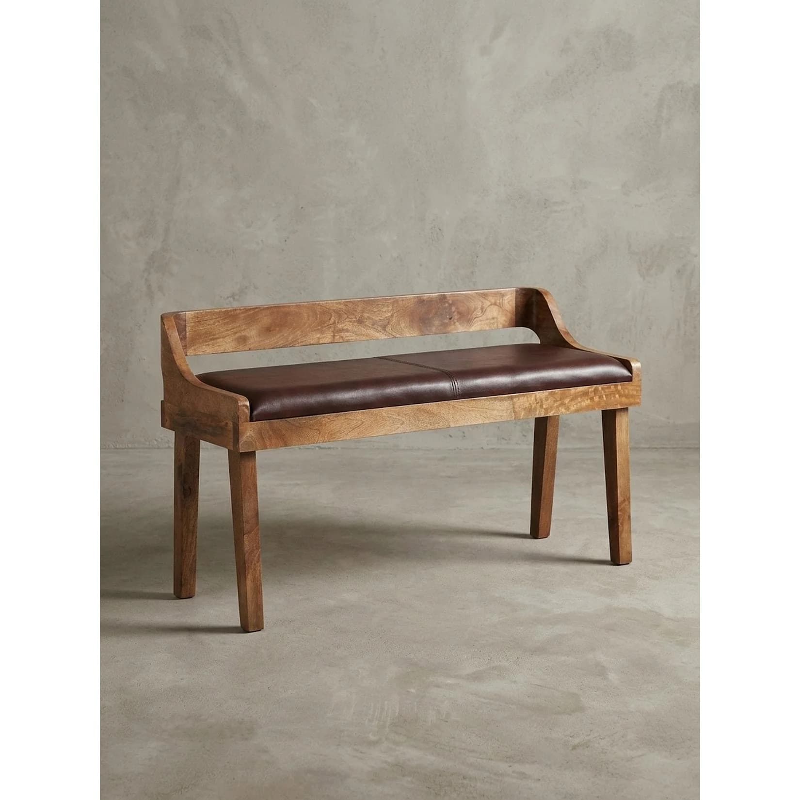KADIMA DESIGN Sitzbank Braun Echtleder Massivholz