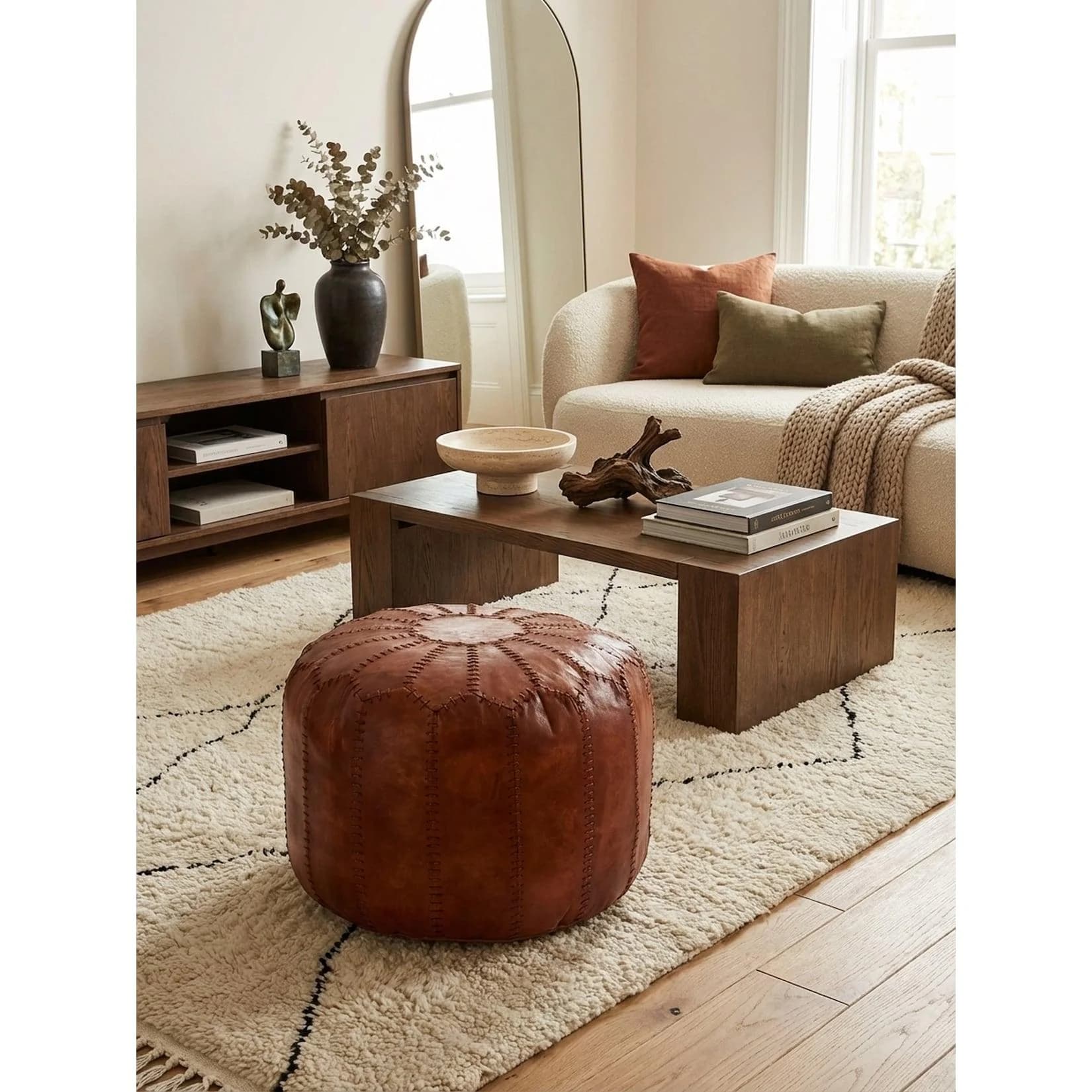 KADIMA DESIGN Sitzhocker Echtleder Braun Orientalisch