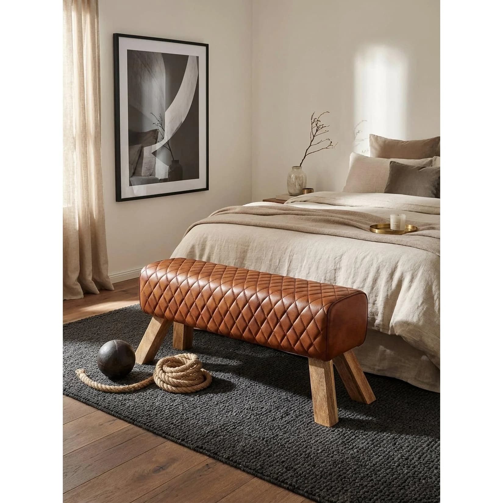 KADIMA DESIGN Sitzbank Echtleder Massivholz