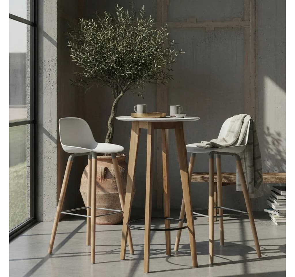 KADIMA DESIGN Bartisch Stehtisch Weiß Eiche Massivholz Skandinavisch - Bild 2