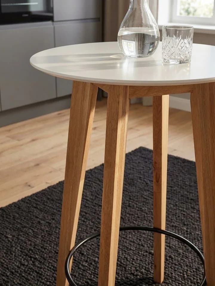 KADIMA DESIGN Bartisch Stehtisch Weiß Eiche Massivholz Skandinavisch - Bild 5