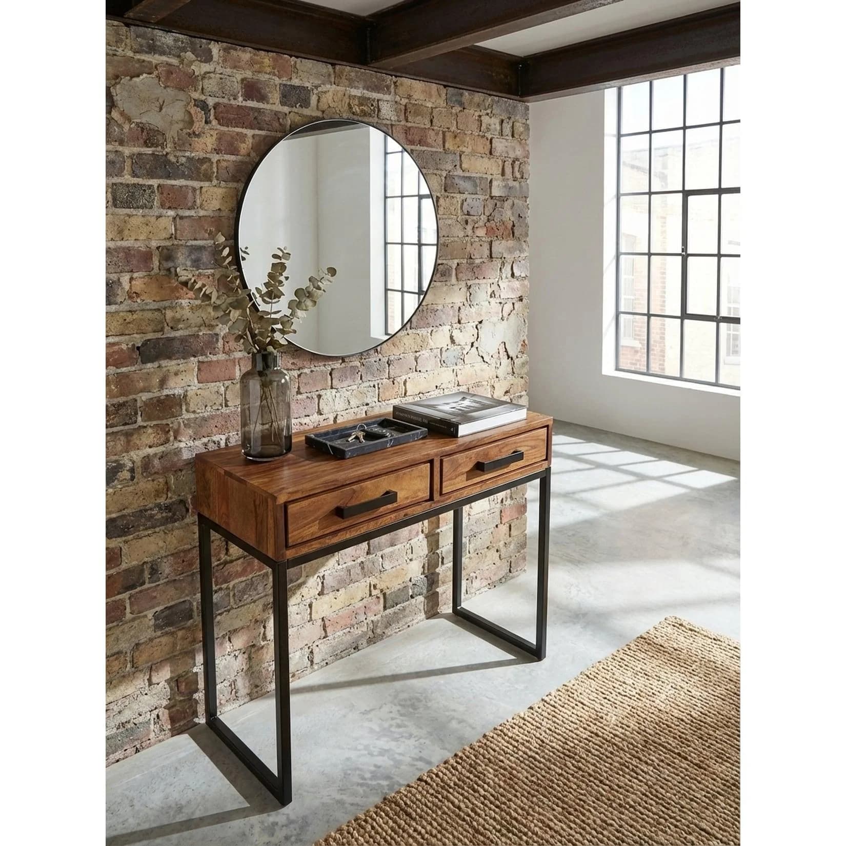 KADIMA DESIGN Konsolentisch Massivholz Metall Schwarz Modern
