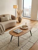 KADIMA DESIGN Couchtisch Akazie Massivholz Nierenform Braun Grau Bild 2
