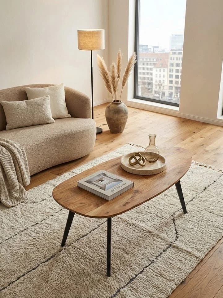 KADIMA DESIGN Couchtisch Akazie Massivholz Nierenform Braun Grau - Bild 2