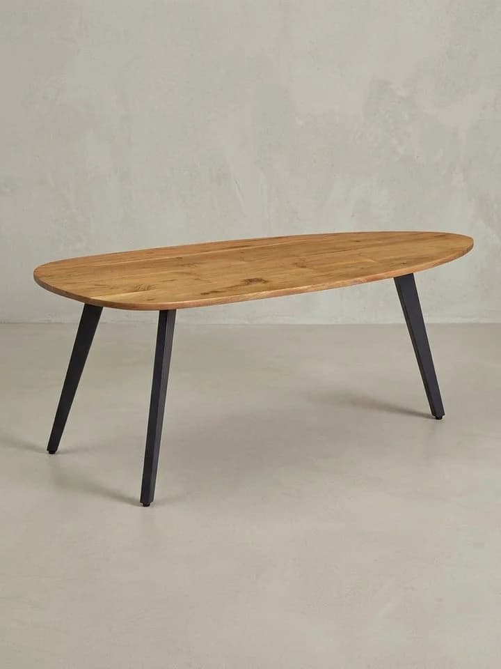 KADIMA DESIGN Couchtisch Akazie Massivholz Nierenform Braun Grau - Bild 3