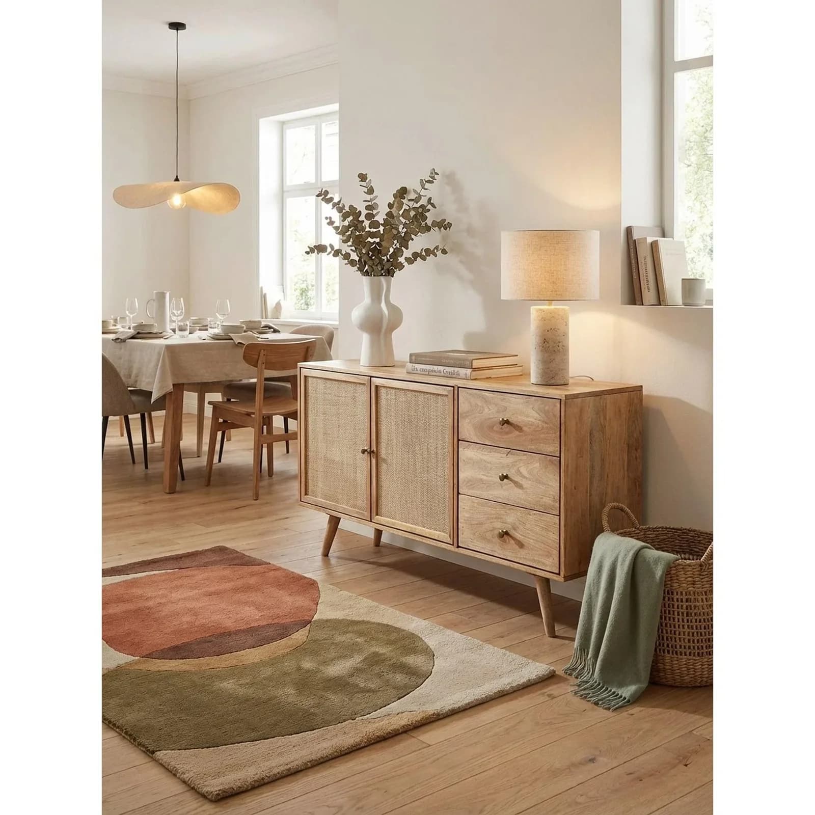 KADIMA DESIGN Sideboard Mango Massivholz Rattan 140x75x40 cm