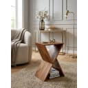 KADIMA DESIGN Beistelltisch Massivholz X-Form Braun Bild 1