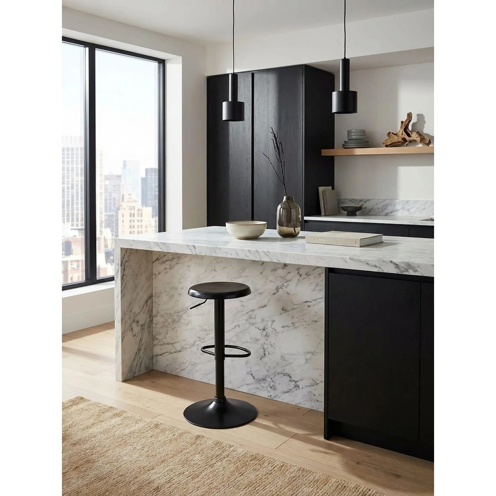 KADIMA DESIGN Barhocker Schwarz Metall höhenverstellbar drehbar