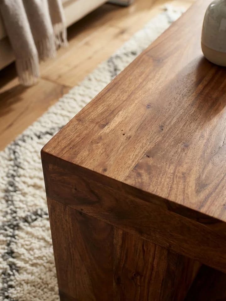 KADIMA DESIGN Couchtisch Massivholz 90x60x40 cm Wohnzimmertisch braun - Bild 3